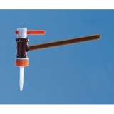 侧滴型滴定阀，适用于25+50 ml滴定管，PTFE阀芯，棕色