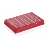 96孔PCR板, 硬质框架, PC/PP, 红色, 全裙边, 低容, 透明管, BIO-CERT? PCR QUALITY